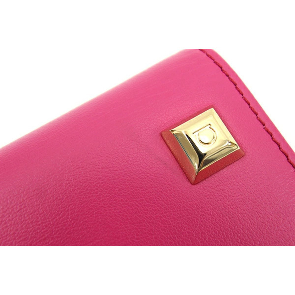 Salvatore Ferragamo Bi fold Wallet Pink Leather Compact Salvatore - Picture 6 of 9